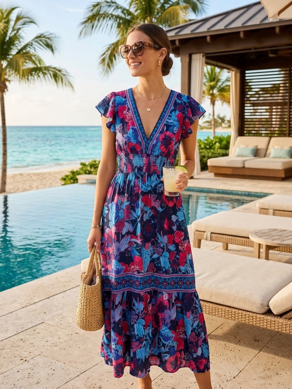 Adrianna Papell Floral Midi Dress